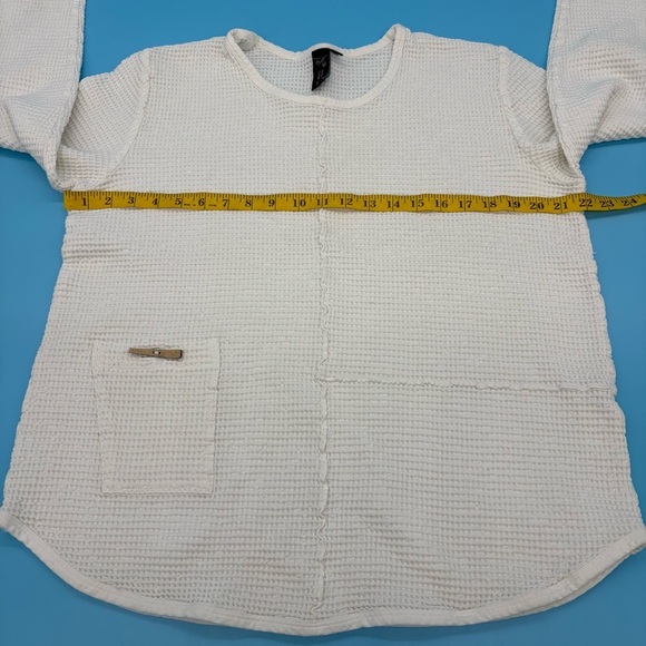 Waffle Knit Honeycomb Oversized White Women’s Long Sleeve Top Size L - Picture 10 of 10